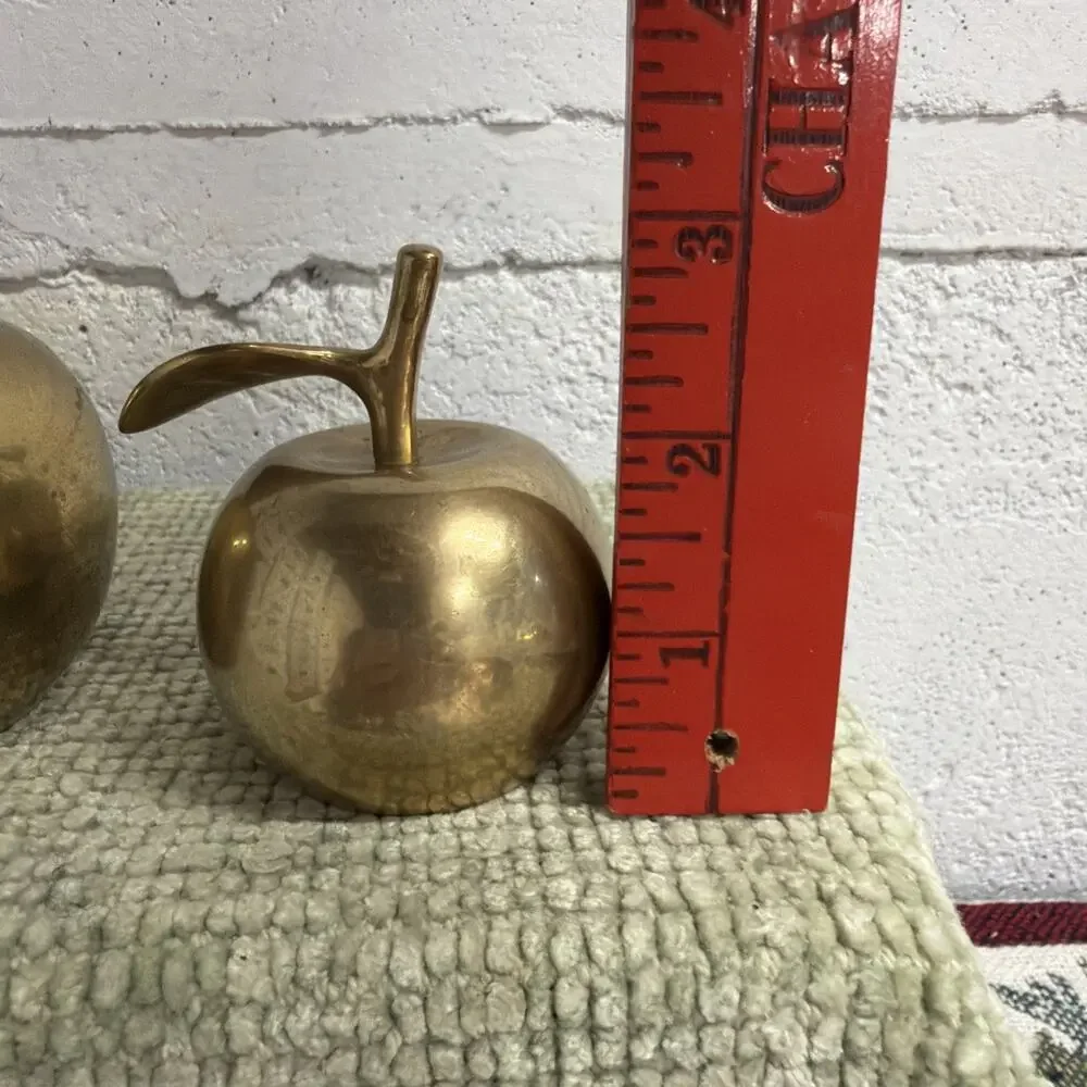 Vintage Pair Of Solid Brass Apple Bells Excellent Teacher Gift Back To School